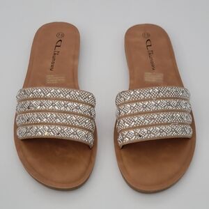 CL By Laundry Roni Rhinestone Slide Sandal Size 7.5